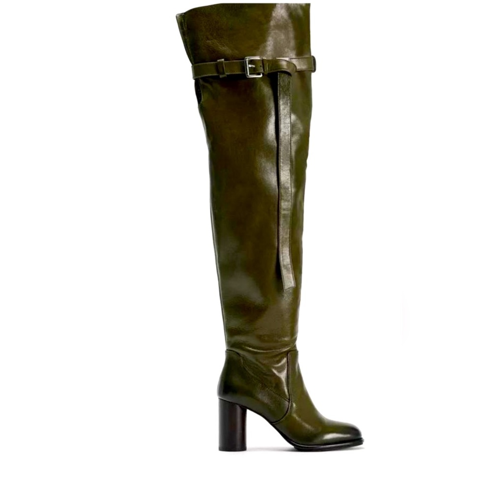 Zara  heeled leather knee high boots size 7 1/2